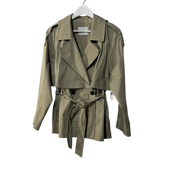 VELVET BY GRAHAM & SPENCER WOMENS SMALL NANCY COTTON BLEND TRENCH COAT KHAKI NEW - Picture 4 of 15